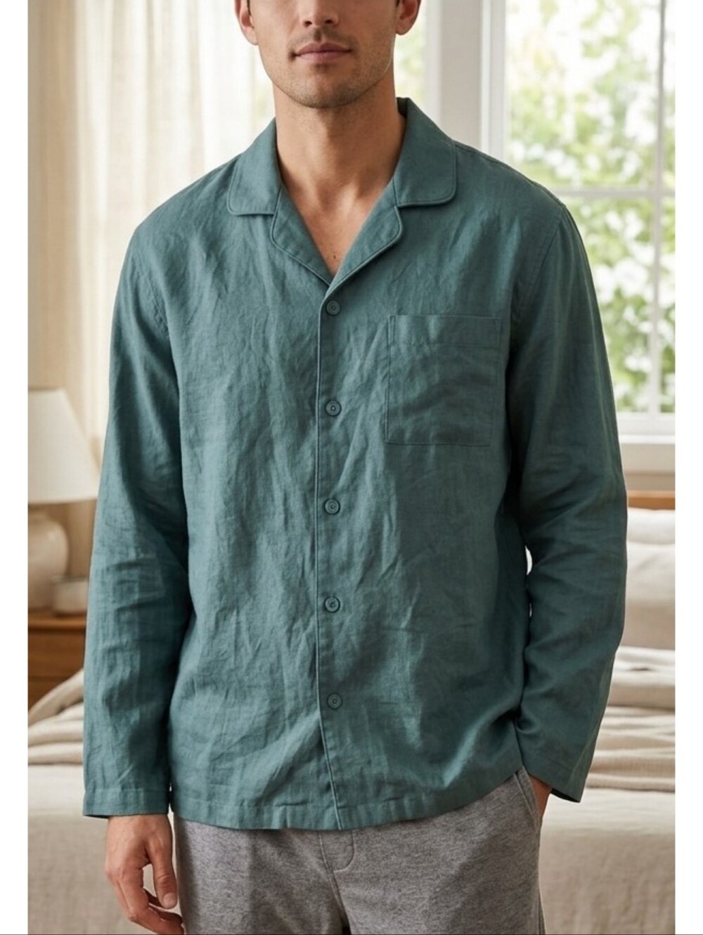 Goodfellow & Co Flannel Button down Pajamas top Green Size M